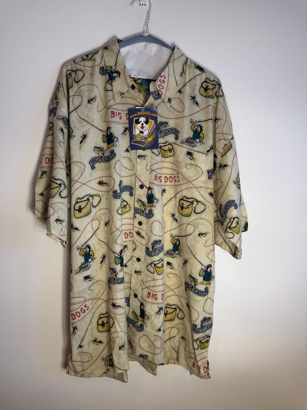 Vintage Big Dogs Big Catch Fishing Shirt Men's XL NWT